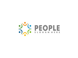 Creative people logo design template, social people logo vector