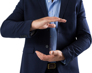 Businessman pretending to hold something