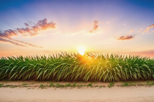 Sugar cane plantation, sugar mining industry, Generative AI.