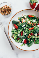 Green Salad with Strawberries, Feta Cheese, Seeds