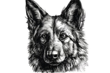 realistic black and white drawing of a dogs face with intricate details. Generative AI