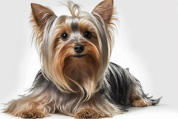 Elegant Yorkshire Terrier on White Background - Capturing the Grace and Charm of this Beloved Breed