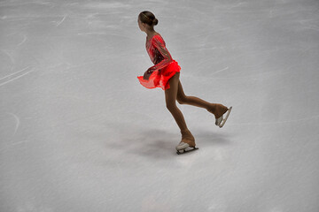 women's figure skating. Champion's training hard. - 587422805