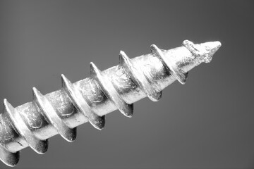 metal screw closeup curved thread concept screws