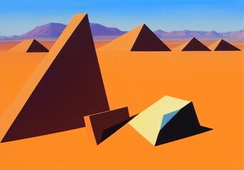 Desert landscape. Sunny landscape view remote desert. Desert landscape background illustrarion, design of dunes. Created with generative AI tools