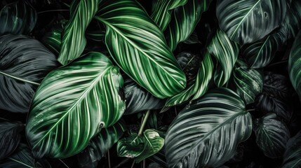 Fototapeta na wymiar Vivid Tropical Leaves Texture Background Detail - generative AI 