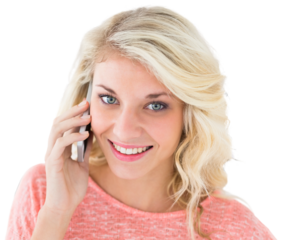 Pretty blonde using her smartphone