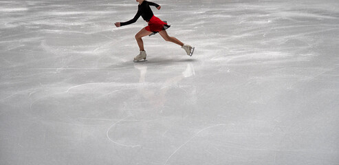 women's figure skating. Champion's training hard.