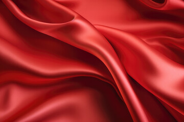 Fototapeta na wymiar Red colored silk satin background, texture, fabric, textile, material. Generative AI