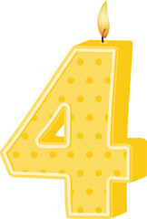 Happy birthday candle number four icon