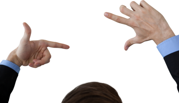 Cropped image of businessman doing finger frame gesture