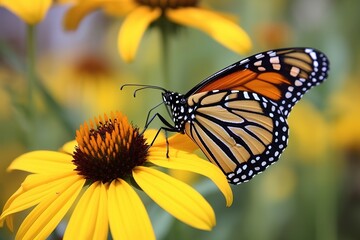 monarch butterfly on a flower. generative AI