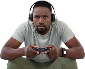 Concentrate man playing video games