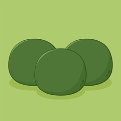 Daifuku vector. Daifuku on green background. Daifuku is Japanese desserts. Matcha Mochi.