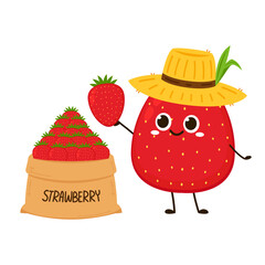 Strawberry character design. Strawberry on white background.