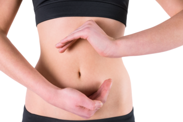 Woman with hands over belly