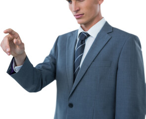 Businessman making hand gesture