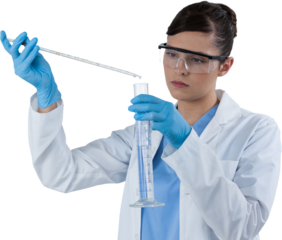 Female scientist conducting experiment