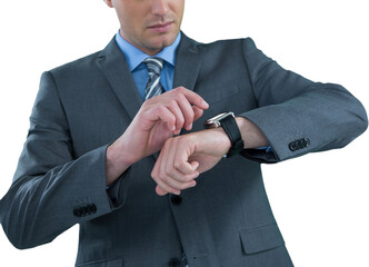 Businessman checking smart watch