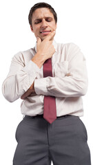 Thoughtful businessman with hand on chin