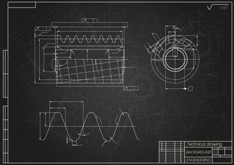Mechanical engineering drawings on light background. Cutting tools, milling cutter. Technical Design. Cover. Blueprint. Vector illustration.