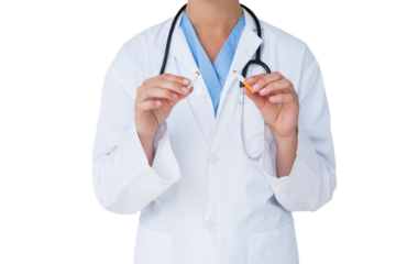 Doctor holding broken cigarette as incentive to quit