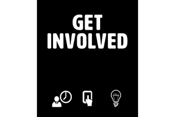 Digitally generated image of get involved text and symbols
