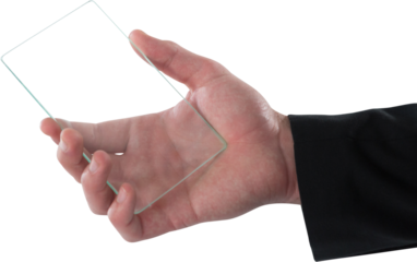 Cropped hand of businessman using interface