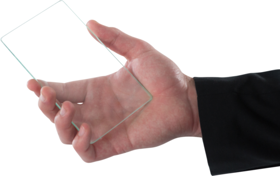 Cropped hand of businessman using interface