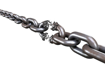 Obraz premium 3d illustration of broken silver chain