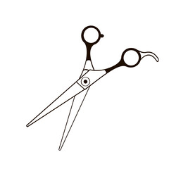  hairdresser's scissors black and white illustration on transparent background