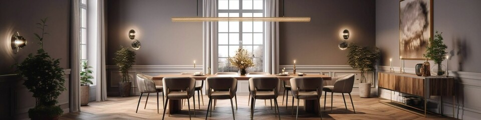 3d render of a dining room created with Generative AI technology.