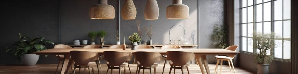 3d render of a dining room created with Generative AI technology.
