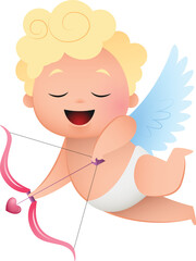 Baby angel carrying heart icon