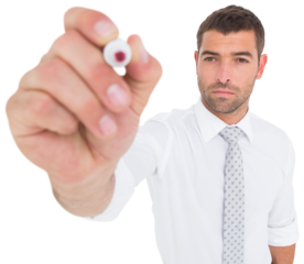 Portrait of businessman using marker