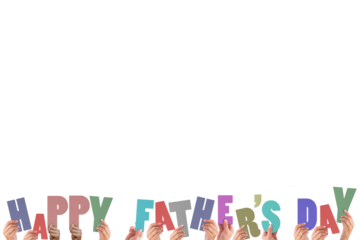 Cropped hands holding colorful words happy father day 