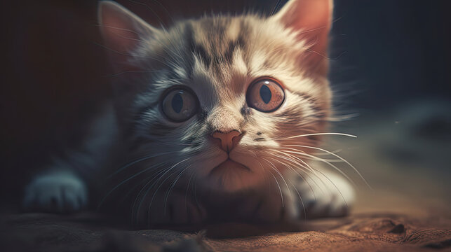 3D render illustration. Made by AI Midjourney.
cute kitten with big eayes