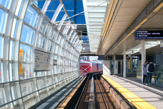 Vancouver SkyTrain new Canada Line to Surrey. home rails train sky train road trip traffic big city life convenience comfort blue sky nice weather