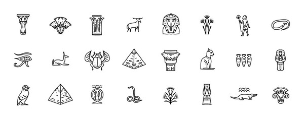 Egypt icons and design elements isolated on white background