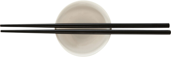 Chopsticks on container over white background