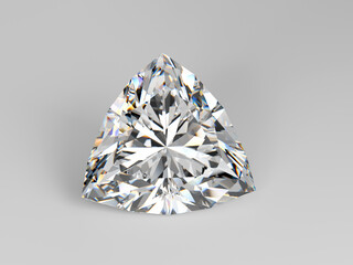 Diamond of trilliant cut on white background
