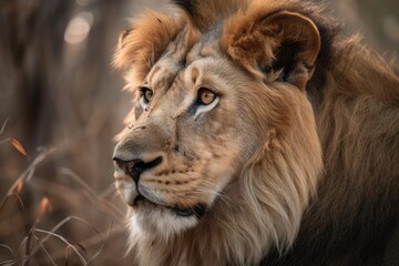 Obraz na płótnie Canvas The Kruger King Lion. Generative AI