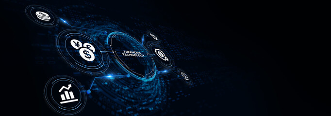 Fintech -financial technology concept. 3d illustration