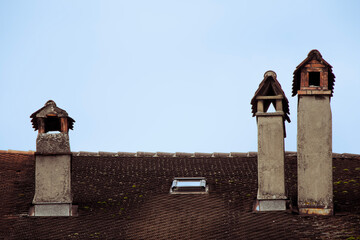 chimney on the roof of a house