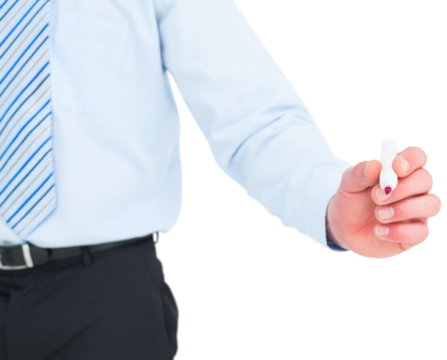 Businessman in shirt writing with a marker
