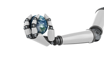 Cropped image of robot hand holding earth