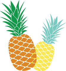 Pineapple Colorful Icon Illustration Vector Image Isolated on White