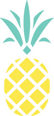 Pineapple Icon Isolated on White Yellow Pineapple Vector