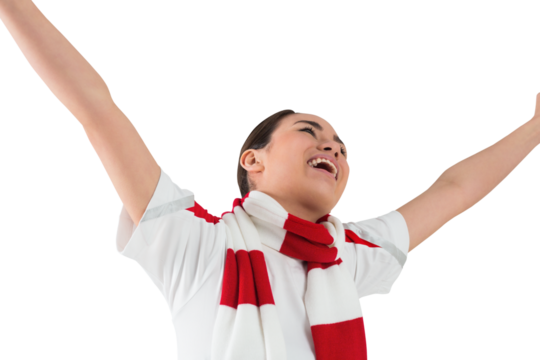 Excited asian football fan cheering - Powered by Adobe