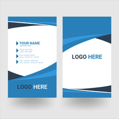 modern and clean business card template with blue, sky and  white colors. Vertical double-sided creative business card, Vector illustration.